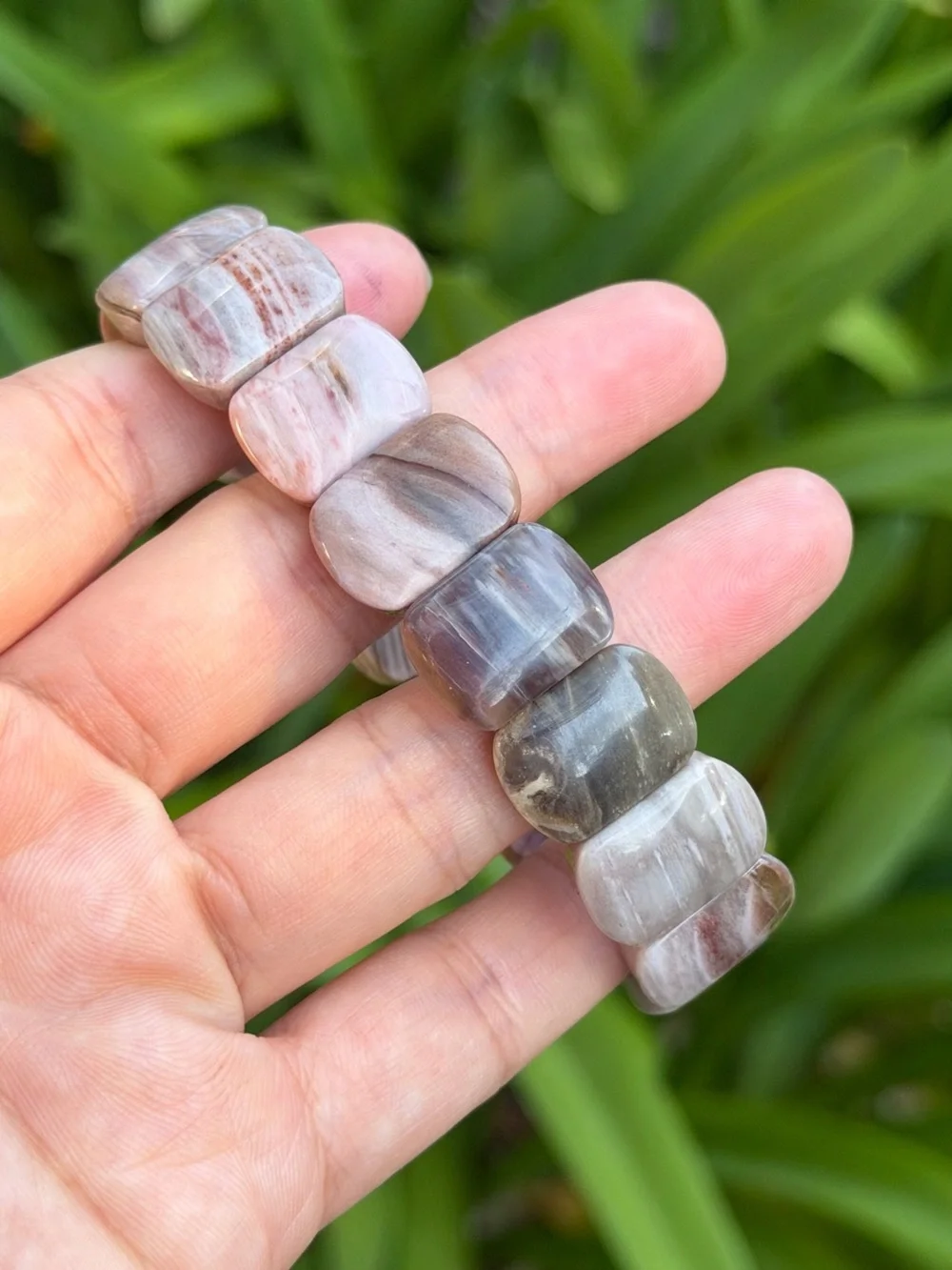 6.75 inches stretchable petrified wood soft bangle‎ 1535
